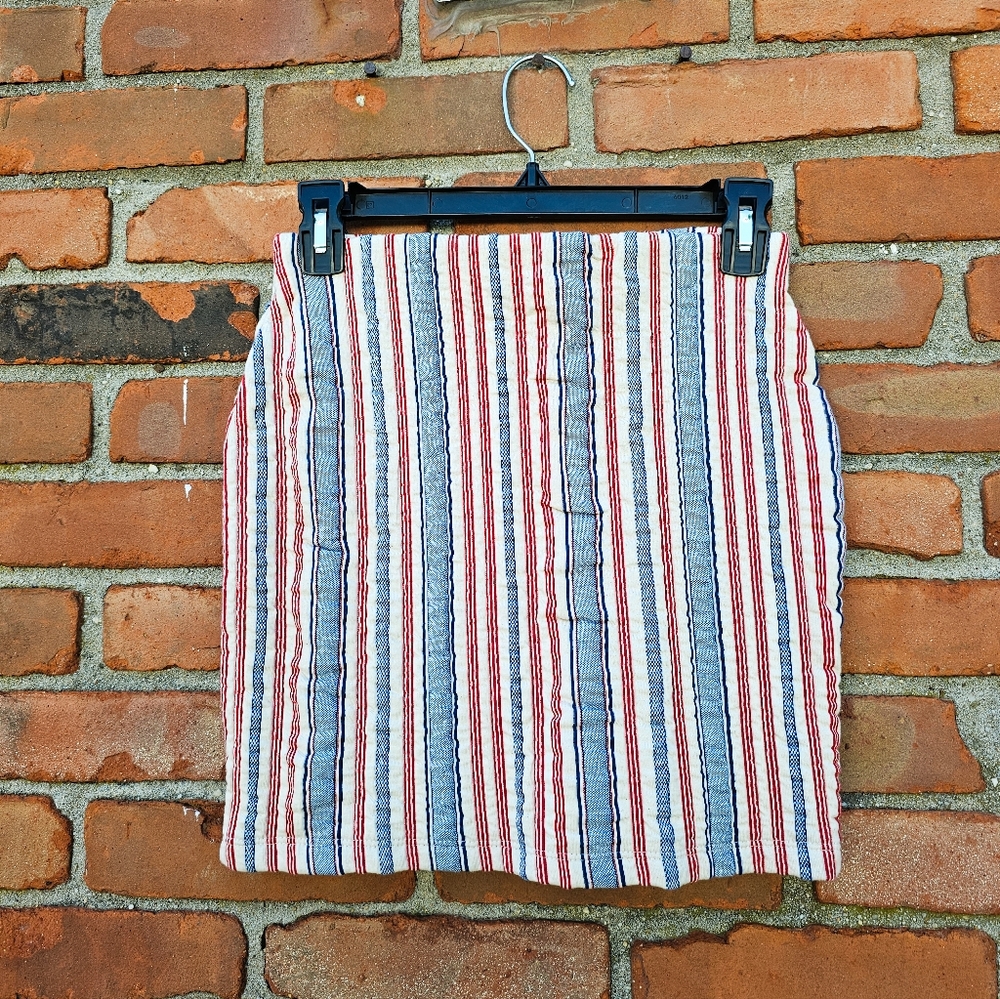 Zara Trafaluc Red White & Blue Striped Mini Skirt – Size Small (XS–S Fit)